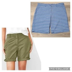 ☃️Gap Boyfriend Roll-Up Shorts in Blue Stripes
